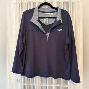 L.L. Bean Navy Pullover 1/4 Snap Women’s XL petite NWT